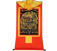 EBZFASO Thangka Arazzo buddista Thangka con pergamena Mahakala a sei braccia, broccato multicolore, varie misure(Red,Medium(62cm*47cm))
