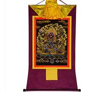 EBZFASO Thangka Arazzo buddista Thangka con pergamena Mahakala a sei braccia, broccato multicolore, varie misure(Purple,Large(85cm*63cm))