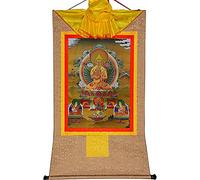 EBZFASO Thangka Arazzo buddista tibetano Thangka, da appendere alla parete, dipinto in broccato multicolore, 12,6-35,5 pollici(Beige,XL(120cm*82cm))