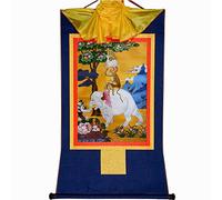 EBZFASO Thangka Arazzo buddista tibetano Thangka in broccato, quattro animali armoniosi, multicolore, varie misure(Blue,Medium(62cm*47cm))