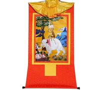 EBZFASO Thangka Arazzo buddista tibetano Thangka in broccato, quattro animali armoniosi, multicolore, varie misure(Red,Large(85cm*63cm))