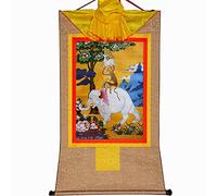 EBZFASO Thangka Arazzo buddista tibetano Thangka in broccato, quattro animali armoniosi, multicolore, varie misure(Beige,Large(85cm*63cm))