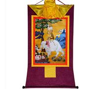 EBZFASO Thangka Arazzo buddista tibetano Thangka in broccato, quattro animali armoniosi, multicolore, varie misure(Purple,Large(85cm*63cm))