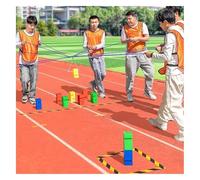 EBzvblxm Giochi di Team Building con la Torre di Blocchi, Kit da Gioco Torre impilabile Team Building Block Multicolor 5/8/10 pz(Red,8PCS)