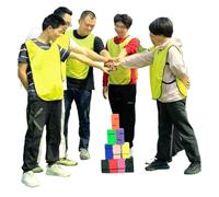 EBzvblxm Giochi di Team Building con la Torre di Blocchi, Set da Gioco Torre Team Building Block Multicolor 5/8/10 Pezzi(Red,5PCS)