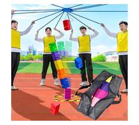 EBzvblxm Giochi di Team Building con la Torre di Blocchi, Team Building Block Giochi di Torre for Adulti Multicolor 5/8/10 pz(Red,5PCS)