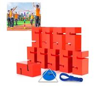EBzvblxm Giochi di Team Building con la Torre di Blocchi, Team Building Block Tower Gioco Torre impilabile for Esterni Multicolor 5/8/10 pz(Red,10PCS)