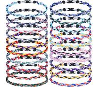 Ecally 20 collane da baseball con 3 corde intrecciate, collana sportiva regalo per ragazzi, uomini, tifosi di squadra, 45 cm, nylon e silicone, senza gemme, nylon e silicone, no