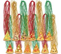 Ecally 24 collane con perline a forma di pizza, 12 motivi per pizza, forniture di compleanno, bomboniere, decorazioni, 32 inches/81 cm, Plastica, Nessuna pietra preziosa