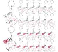 Ecally 24 portachiavi in acrilico con scritta in lingua inglese "She Believed She Could So She Did", portachiavi rosa con scarpe da balletto, regalo per ballerine, ragazze, donne, bomboniere,