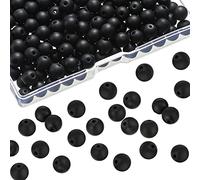Ecally 300 Pieces Black Matte Onyx Beads Natural Black Agate Round Beads Frosted Onyx Gemstone Loose Beads for Bracelet Necklace Jewelry DIY Making (8 mm)