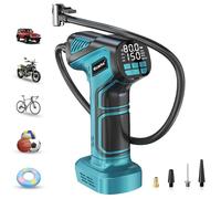 Ecarke Compressore a Batteria compatibile con Ma-kita 18V, Pompa d’Aria Portatile con Display Digitale, Tubo di Estensione e Ugelli, Pressione Max 10 bar, per Auto, Bici, Moto - Senza Batteria