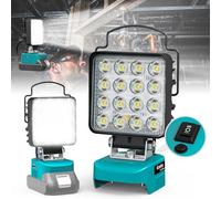 Ecarke Lampada portatile senza fili per cantieri compatibile con batteria Makita 18V: 48W/4800lm 6500K con porte di ricarica Tipo-C e USB, ideale per cantieri, campeggio (batteria non inclusa)