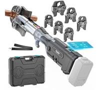 Ecarke Pro Press Tool compatibile con batteria Dewalt da 20 V, crimpatrice elettrica per tubi in rame da 1/2" a 2", crimpatrice automatica con rotazione a 360° con motore brushless, 6 ganasce a