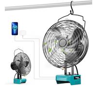Ecarke Ventilatore a batteria da 6 pollici, compatibile con batterie Makita da 18 V, ventilatore portatile con connettore USB e tipo C, ideale per campeggio, officina, casa e cantiere (senza batteria)