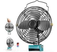 Ecarke Ventilatore a batteria da 8 pollici, compatibile con batterie Makita da 18V, ventilatore portatile con connettore USB e tipo C, ideale per campeggio, officina, casa e cantiere (senza batteria)