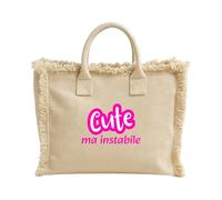Ecate Brand | Borsa cotone a mano con zip | CUTE ma instabile | Funny, baddie, idea regalo | Made in Italy | 36x32cm