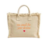 Ecate Brand | Borsa cotone a mano con zip | Too small for your drama | Funny, baddie, idea regalo | Made in Italy | 36x32cm