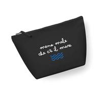ECATE Brand - Pochette mare/trucchi 100% cotone riciclato - Meno male che c'è il mare (34cm x 21cm) (Nero/bianco)