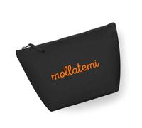 ECATE Brand - Pochette mare/trucchi 100% cotone riciclato - Mollatemi (34cm x 21cm) (Nero/Arancio)