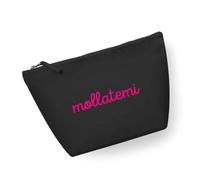 ECATE Brand - Pochette mare/trucchi 100% cotone riciclato - Mollatemi (34cm x 21cm) (Nero/Fuxia)
