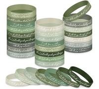 Ecation 48 braccialetti in silicone con versi della Bibbia, con frase motivazionale, braccialetti cristiani per donne e uomini, bomboniere per feste di Pasqua (verde salvia)