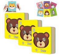 ECBLI 26 Schede Didattiche con L'alfabeto E Le Maschere degli Animali, Schede Didattiche con Maschere Colorate per Imparare Le Lettere, con Temi Animali, Frasi in Inglese per Imparare(3sets)