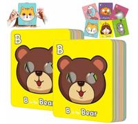 ECBLI 26 Schede Didattiche con L'alfabeto E Le Maschere degli Animali, Schede Didattiche con Maschere Colorate per Imparare Le Lettere, con Temi Animali, Frasi in Inglese per Imparare(2sets)