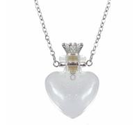 ECBLI Collana con Fiala di Sangue Vow of Hearts, Ciondolo con Bottiglia di Profumo A Forma di Cuore Trasparente(#a)