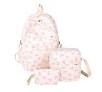 ECBLI Coquette Bow Backpack Pink Cute Preppy Kawaii Backpack Set Aesthetic Daypack Bow Rucksack(Bianca)