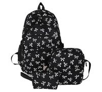 ECBLI Coquette Bow Backpack Pink Cute Preppy Kawaii Backpack Set Aesthetic Daypack Bow Rucksack(Nero)