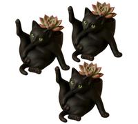 ECBLI Fun Grooming Cat Planter, Ceramic Cat Planter Pot for Succulents & Cactus, Compact Indoor Plant Planter for Office Desk or Home Decor, Plant Lovers & Enthusiasts(3pcs)