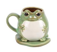 Eccentrico set tazza a forma di rana e sottobicchiere con giglio