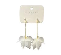 Eccezionale Bianco Arcilico Orecchini Di Fiori Di Perla Petali Grandi Gocce Dangle Orecchini Per Le Donne Dichiarazione Gioielli Regalo