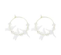 Eccezionale Bianco Arcilico Orecchini Di Fiori Di Perla Petali Grandi Gocce Dangle Orecchini Per Le Donne Dichiarazione Gioielli Regalo