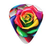 Eccezionale plettro per chitarra a forma di fiore di rosa arcobaleno, stampa completa su un solo lato in materiale ABS, vari spessori per un'esperienza musicale variegata, ideale per