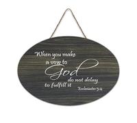 Ecclesiastes 5:4 Wall Art, When You Make A Vow to The Lord, Do Not Delay to Fulfill It, Cartello di benvenuto in legno rustico per portico anteriore porta parete scuola aula caffè club cartello in