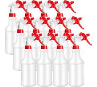 Eccliy 12 flaconi spray in plastica, a prova di perdite, vuoti e riutilizzabili per soluzioni di pulizia, acqua, dettagli auto o bagno e cucina, commerciali e residenziali (rosso, bianco)