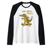 Ecco Che Arriva Il Problema Crocodile Skateboard Skateboard Maglia con Maniche Raglan