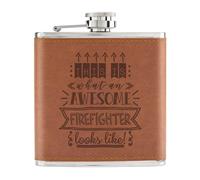 Ecco Che Aspetto Ha Un Vigile Del Fuoco Strepitoso 6oz Boccetta In Pelle PU Tan