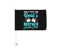 Ecco come appare il miglior fratello del mondo. Fermaglio per finestra per bandiere per auto, protezione solare, decorazione, striscione bifacciale da 12 x 18 pollici per camion.
