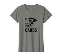 Ecco Come Ho Tagliato la Dieta Divertente della Fetta di Pizza dei carboidrati Maglietta, Donna, Verde Militare mélange, XL