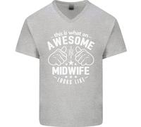 Ecco Come Si Presenta Un'Incredibile Ostetrica Maglietta In Cotone A V Per Uomo