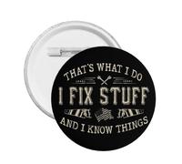 Ecco cosa faccio: riparo le cose e so le cose. Spille/Distintivi per cappelli, zaini, vestiti, 5 pezzi.