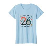 Ecco Cosa Sembra 26: Regalo di Compleanno retrò Maglietta, Donna, Celeste, XL