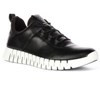 Ecco Gruuv Dritan Nappa In Pelle Elastico Sneakers Uomo Nero Bianco UK 7 - 12