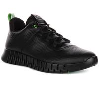 Ecco Gruuv Lace Up Basso Adesivo In Pelle Trainer Da Uomo Nero UK 7 - 12