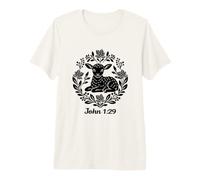 Ecco l'Agnello Giovanni 1:29 Christian Faith Scripture Shirt Maglietta Premium