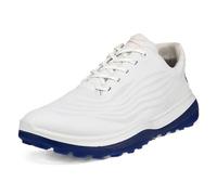 ECCO Men's LT1 Hybrid Waterproof Golf Shoe, White/Blue, 8-8.5