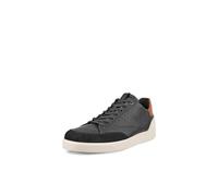 ECCO Men's Street Lite Court Sneaker, Black/Cognac/Limestone, 11-11.5